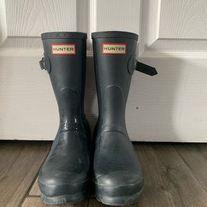 Navy Blue HUNTER Brand mid rain boots size 6